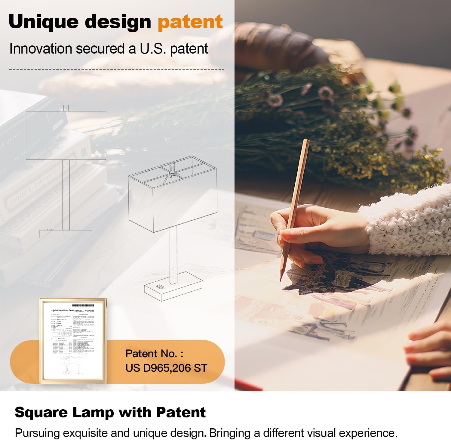 Modern set of 2 touch bedside lamps with USB-C, USB-A & AC outlet. 3-way dimmable nightstand lamps with gray linen shade & energy-saving LED bulbs included.
