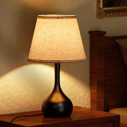 ONEWISH Touch Bedside Lamp – 3-Way Dimmable Nightstand Table Lamp with Fabric Shade & LED Bulb for Bedroom, Kids Room & Home Office